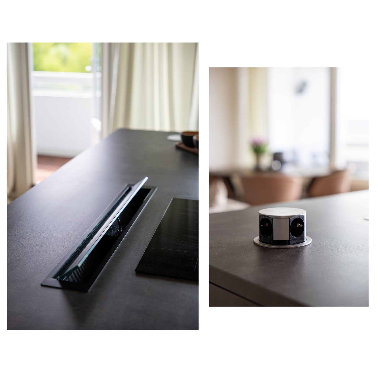 Komfyrer/mikro i høyskap samt nedfelt induksjonstopp tilkoblet komfyrvakt. Galleribilde