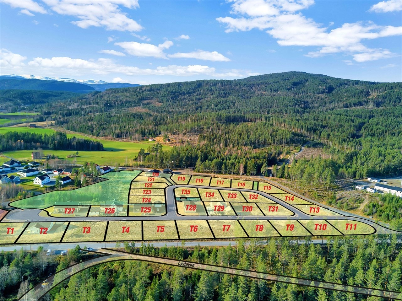 Oversiktsbilde over tomtene. Galleribilde