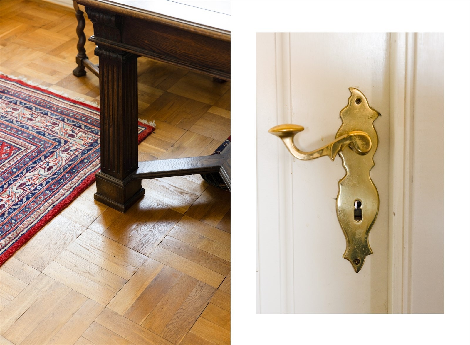 - Boligen preges av unike detaljer som elegante dørhåndtak og vakker parkett som gir varme og stil til rommene - Galleribilde