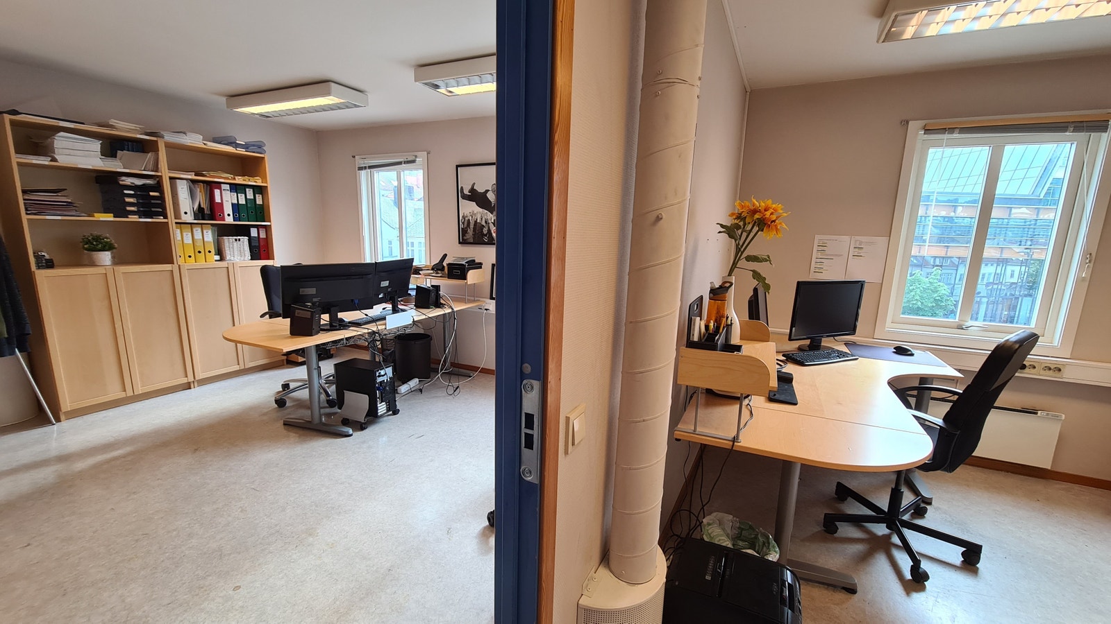 Kontorenes plassering i forhold til hverandre i kontorfellesskapet. Kontorene leies ut umøblert. Galleribilde