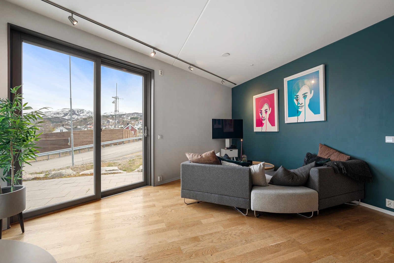 Fra stuen er det utgang til stor terrasse Galleribilde