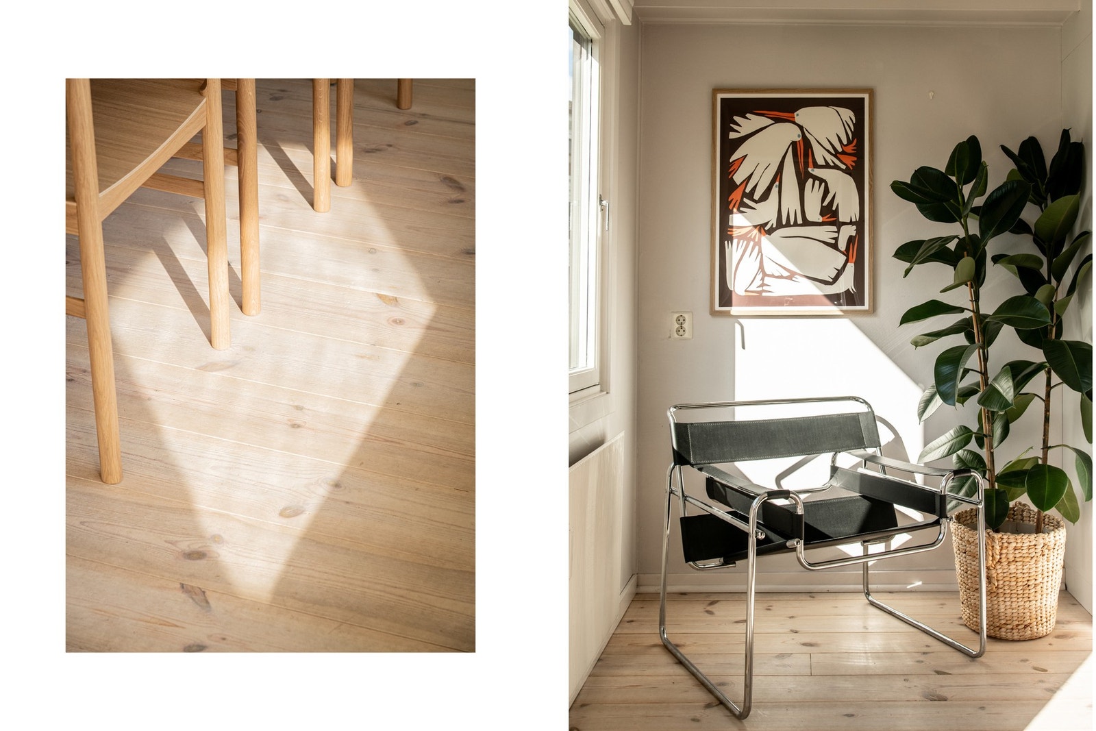 Boligen har gjennomgående og vakre heltregulv som tilfører både karakter og kvalitet til interiøret. Galleribilde