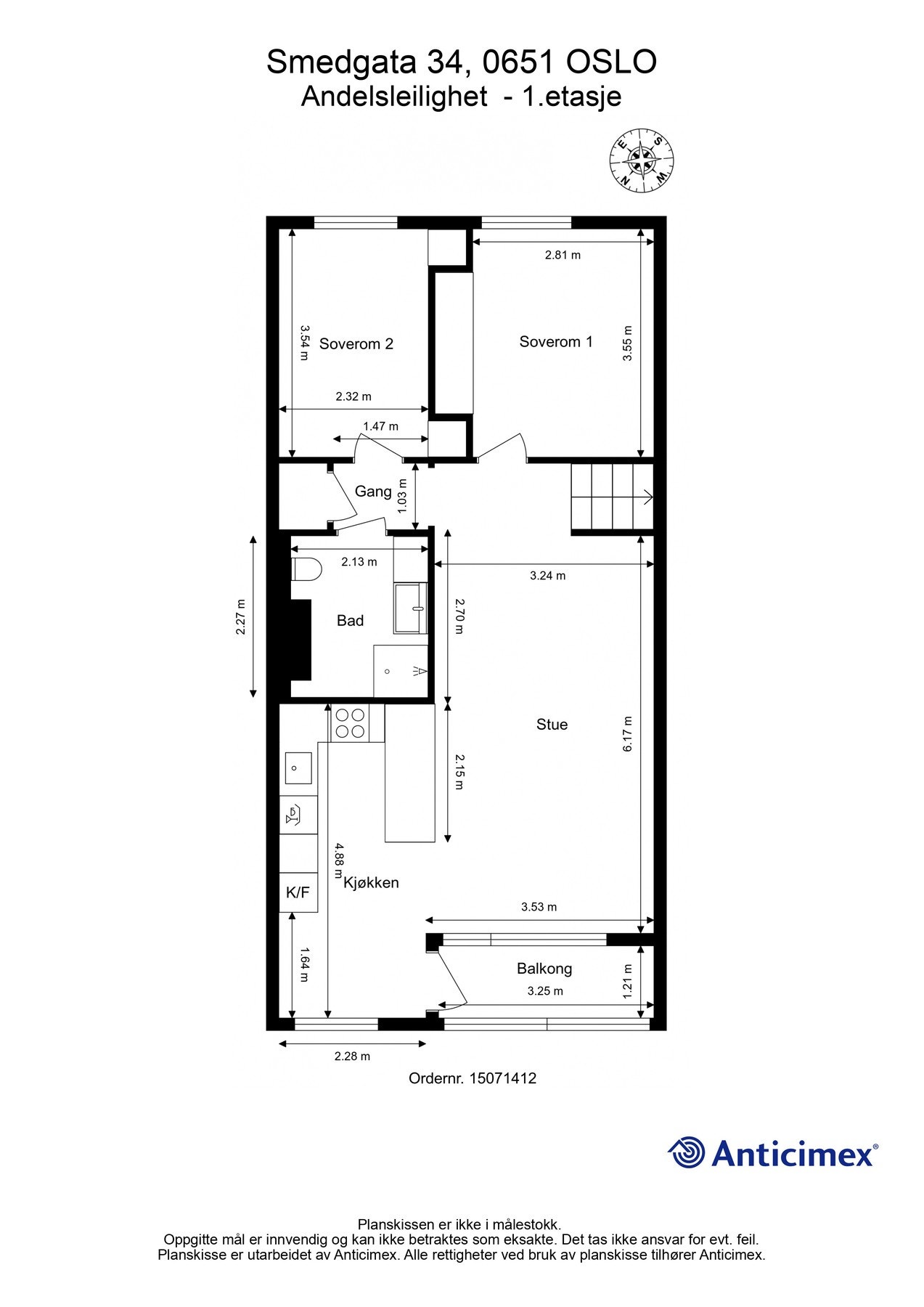Plantegning, hovedetasje. Galleribilde