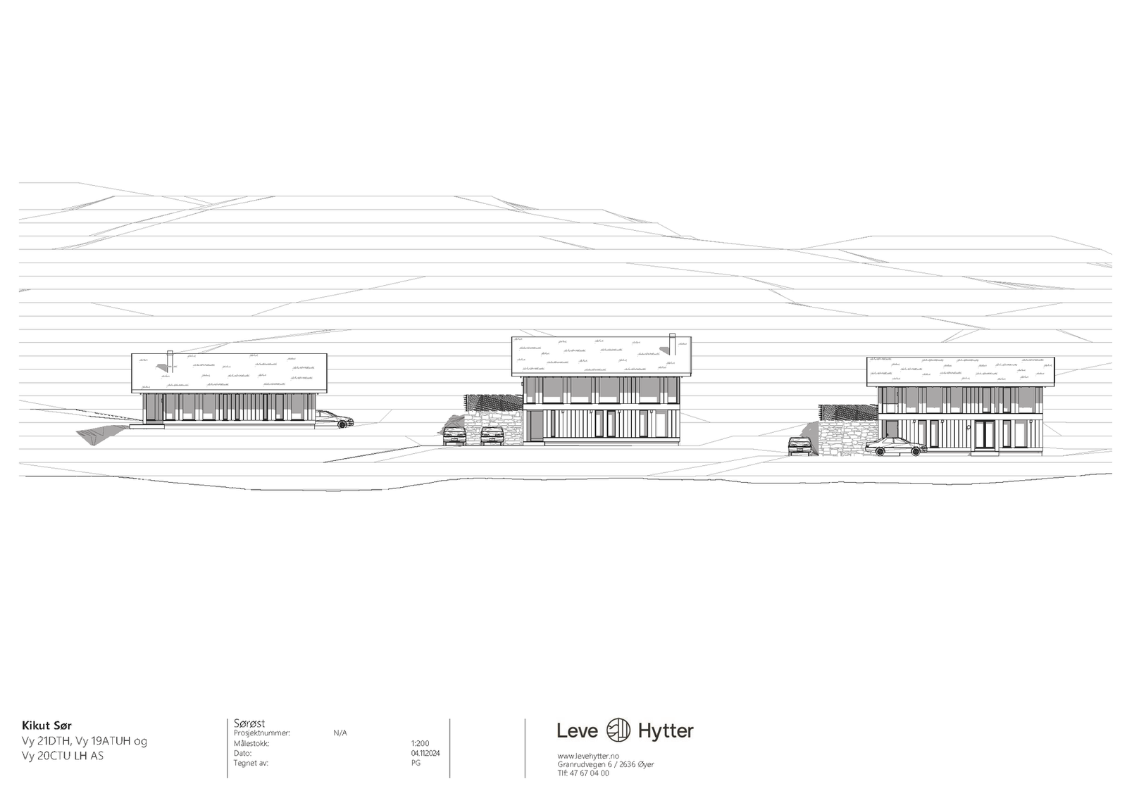 Snittegning hytter på tomt Galleribilde