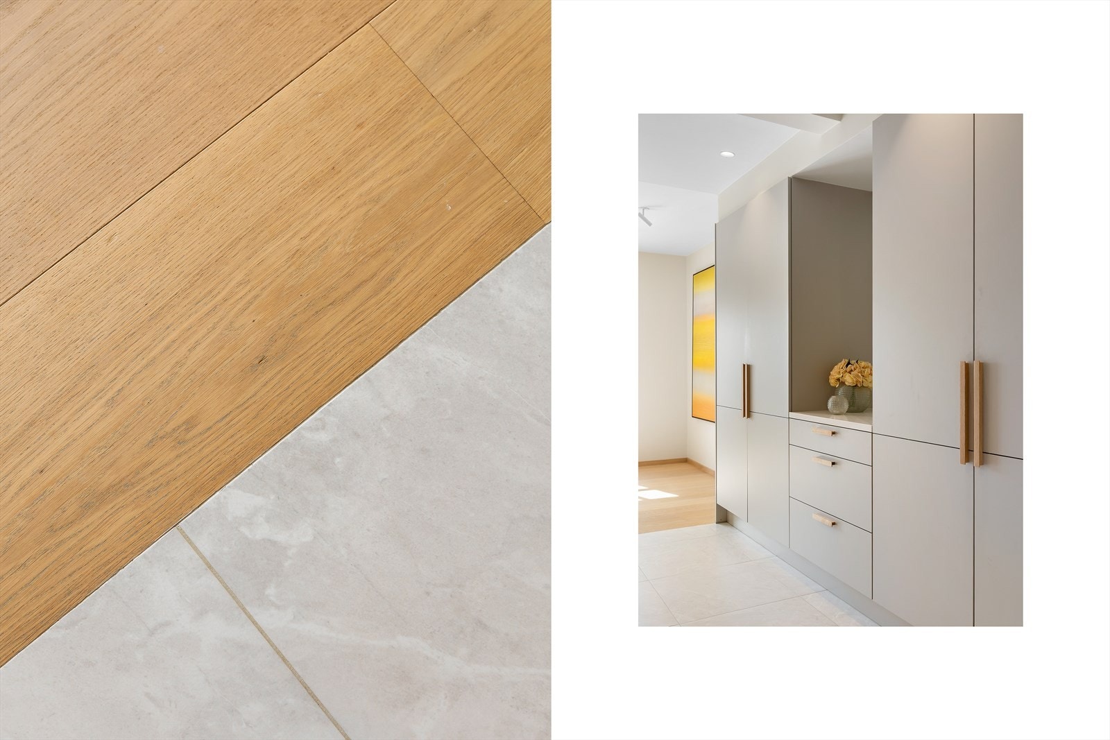 Plassbygd garderobeskap gir rikelig med oppbevaringsplass, og det er god plass til kommode, skohylle eller annet ønsket møblement. Entréen er både praktisk og romslig, og gir et godt førsteinntrykk. Galleribilde