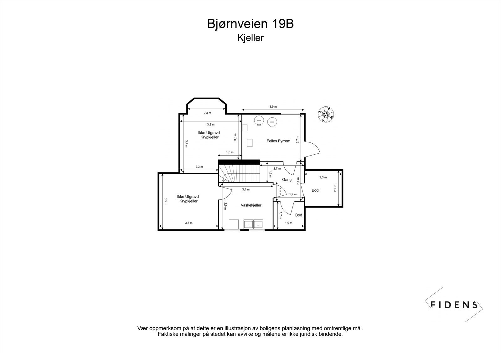 Plantegning - kjeller. Galleribilde
