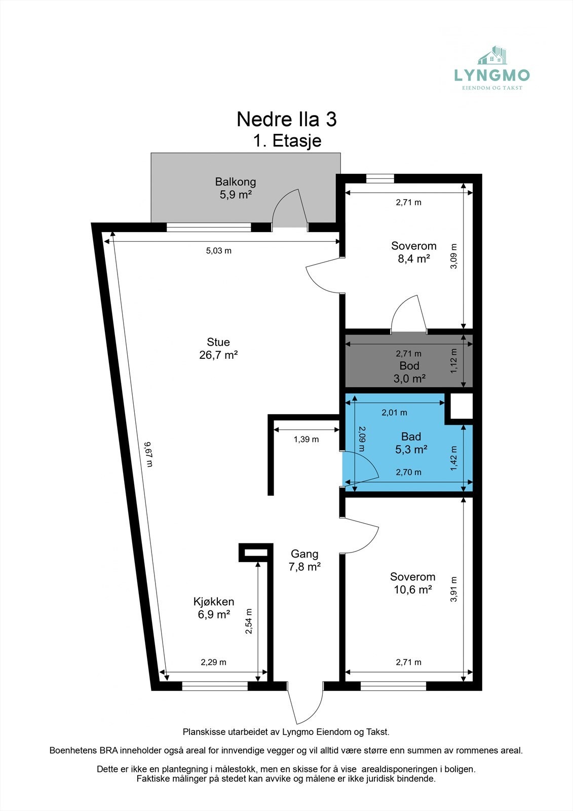 Målsatt plantegning. Galleribilde