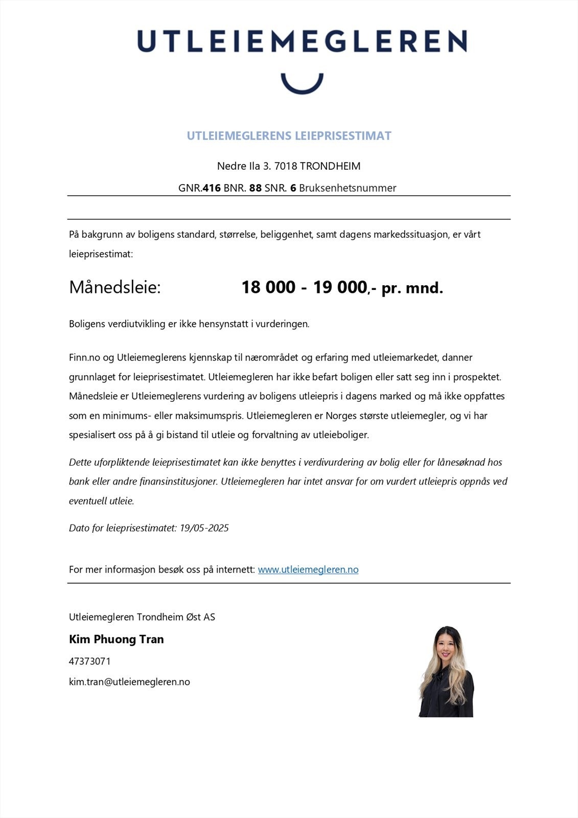 Leieprisestimat. Galleribilde