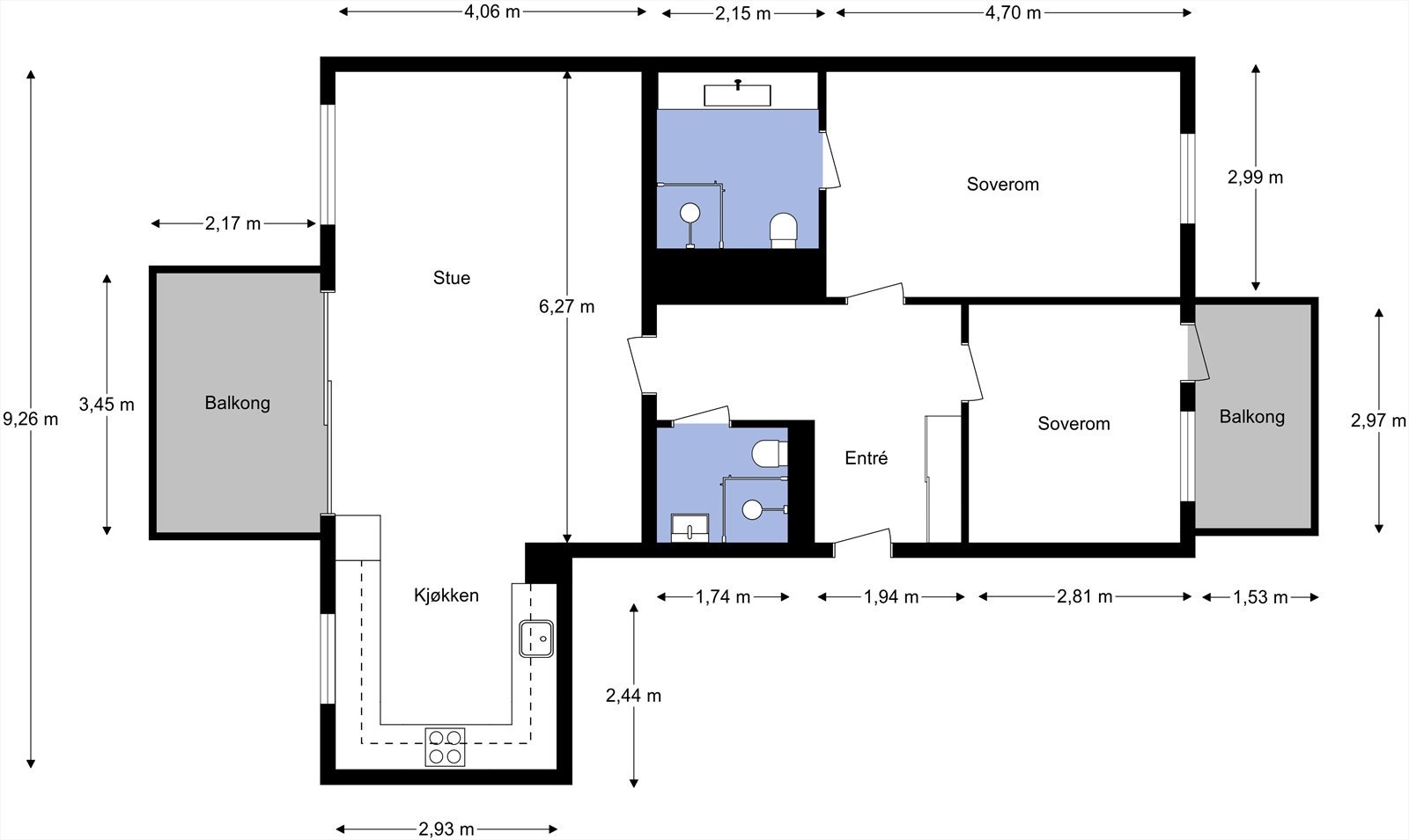 Planskisse fra takstmann. Galleribilde