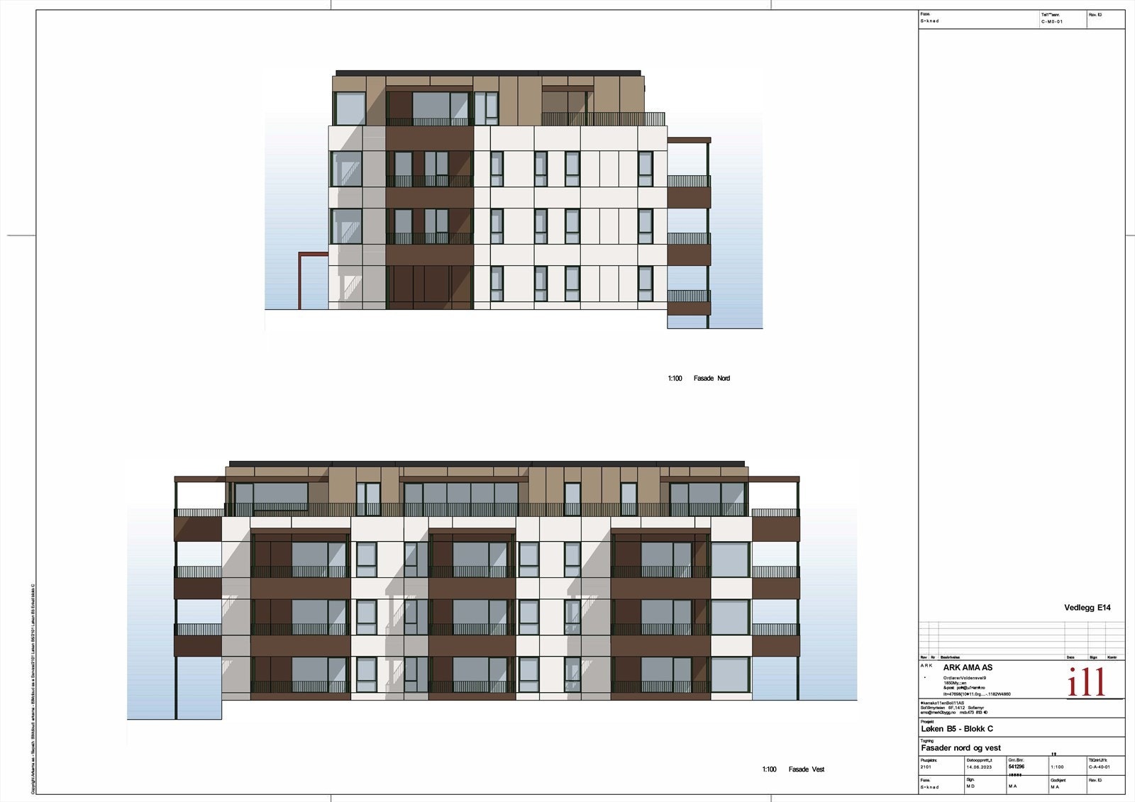 Fasade nord og vest på typisk bygg Galleribilde