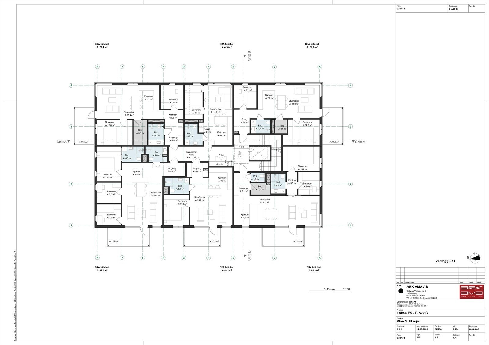 Typisk etasje i rammegodkjent prosjekt Galleribilde