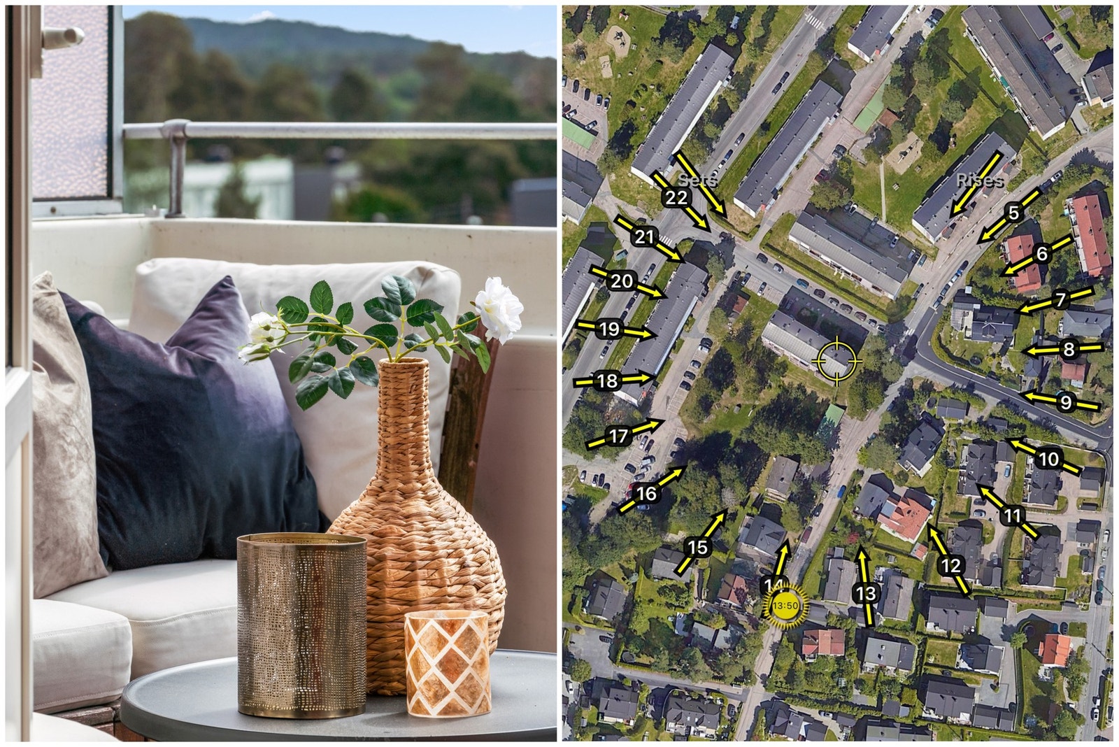 Solkart som viser solforløpet i juni/juli Galleribilde