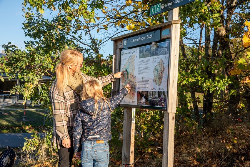Bydelen har flotte skogsområder i Marum med turstier Galleribilde