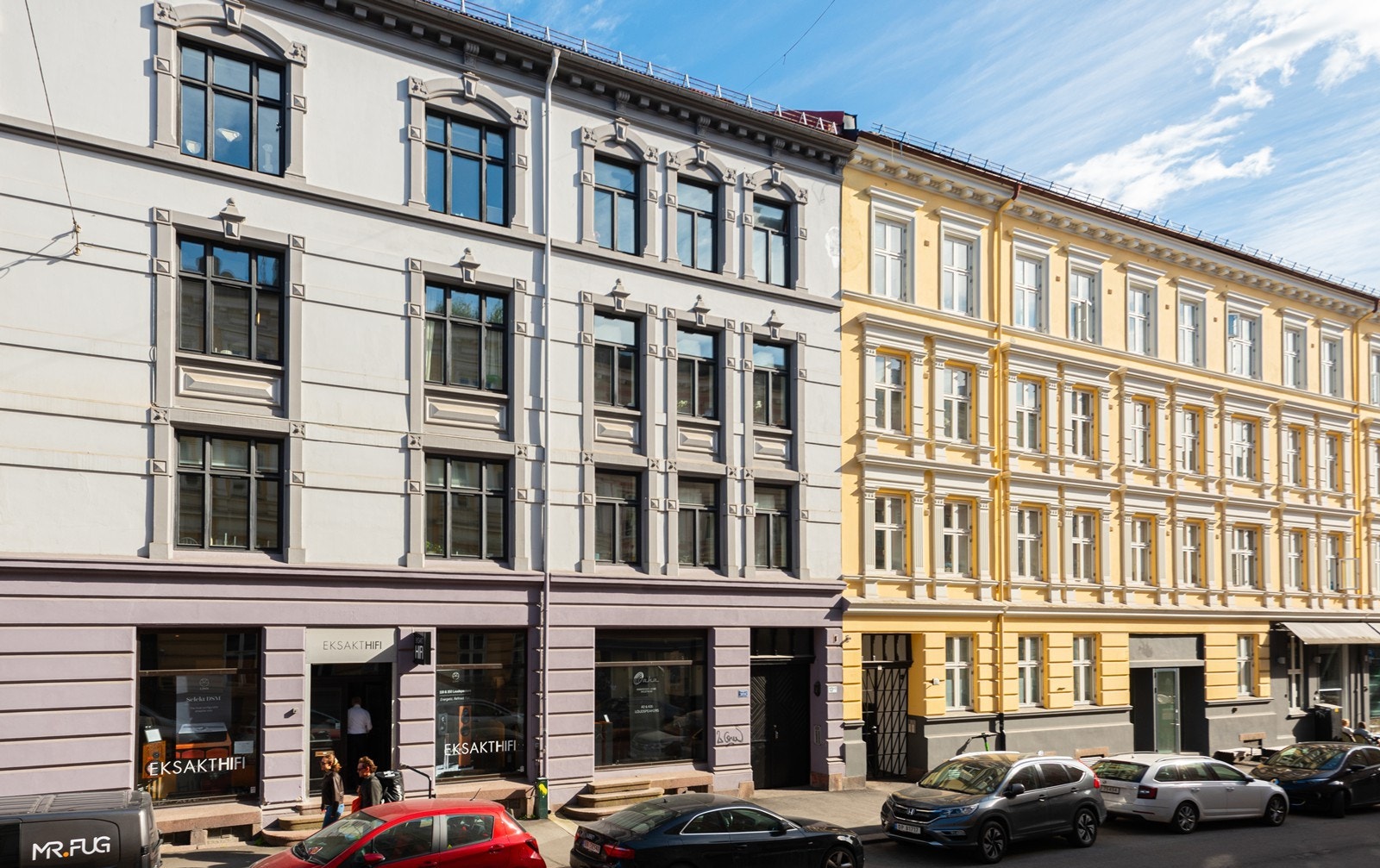 Fasade. Leiligheten ligger i sin helhet vendt inn mot bakgårder. Galleribilde