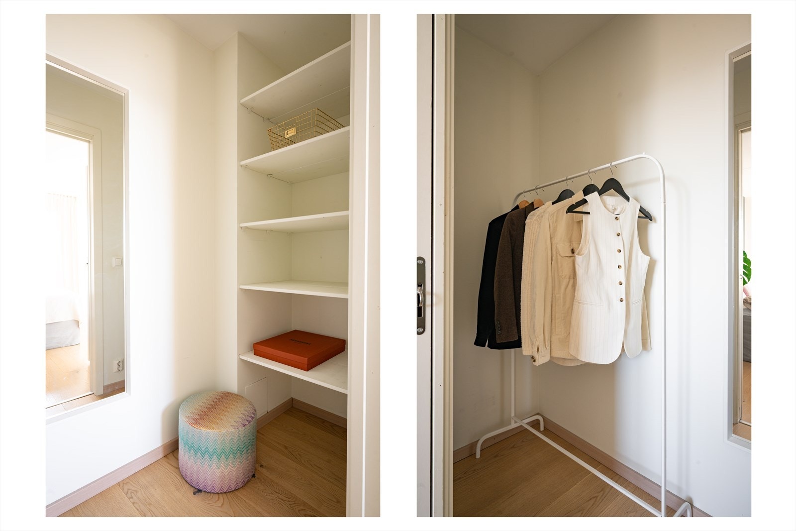 Walk-in closet ble oppgradert med ny parkett i 2018. Galleribilde