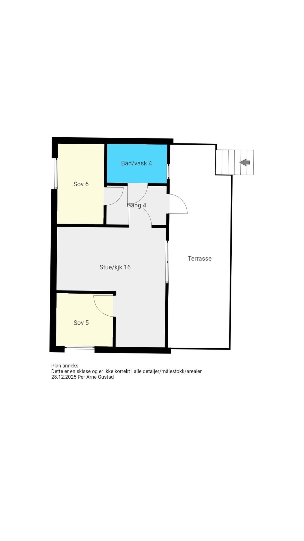 Planskisse Anneks - Vi gjør oppmerksom på at bygget er godkjent som uthus Galleribilde