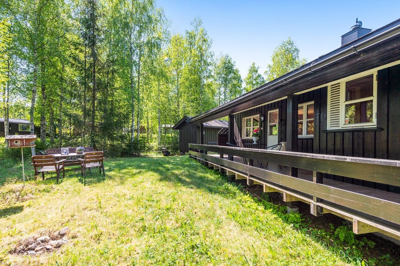 Flat og fin tomt rundt hytta Galleribilde