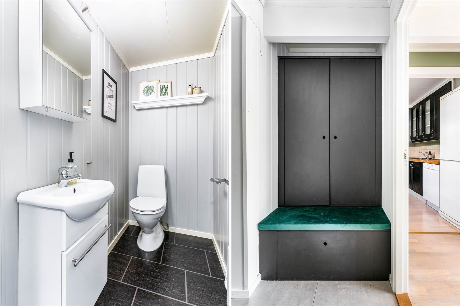 Siden badet inngår i andre etasje, er det praktisk med toalettrom i samme etasje som stuen og kjøkkenet. Galleribilde