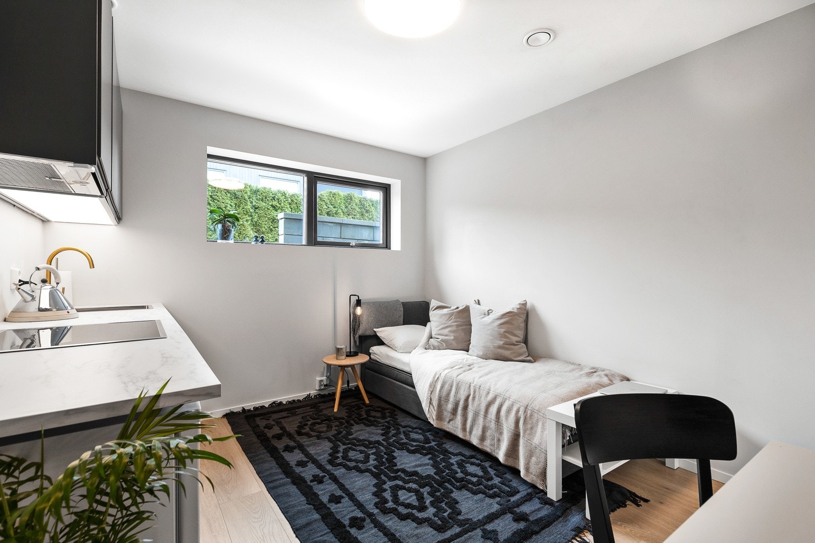 Det er plass til sofa/sovesofa og spisebord. Galleribilde