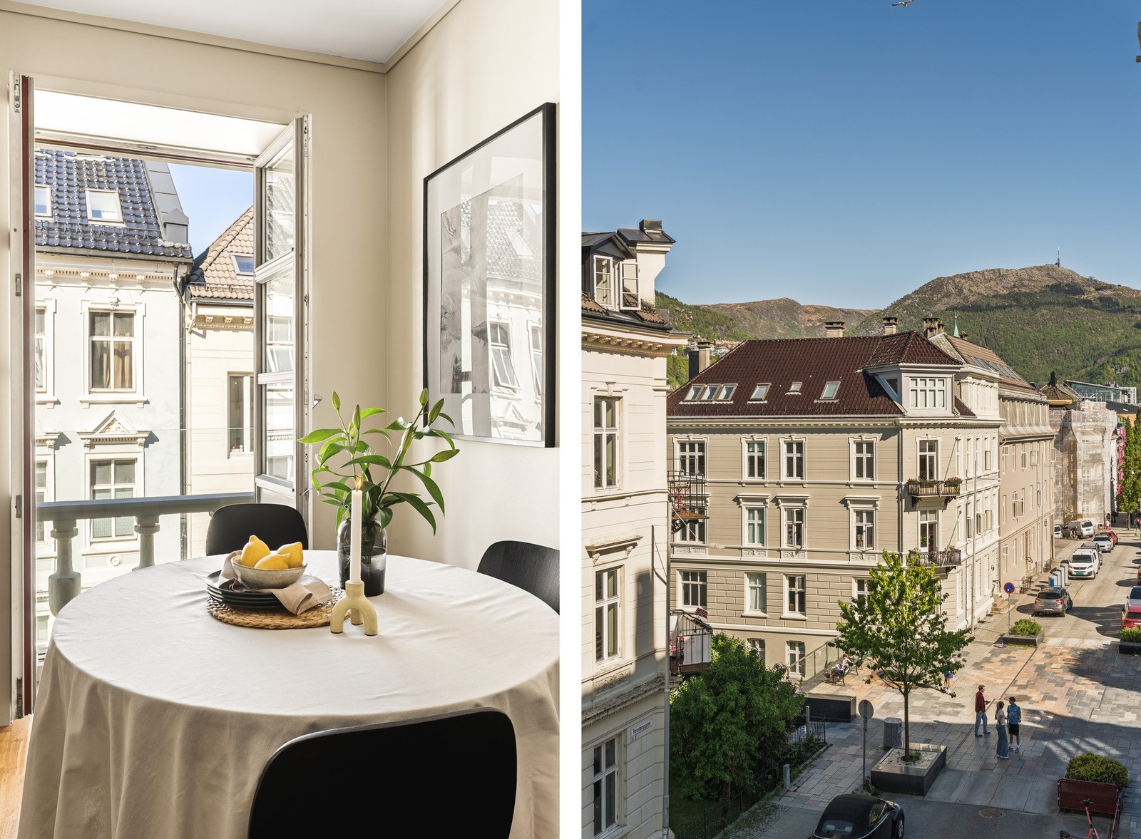 Fra stuen har du utgang til en koselig fransk balkong - perfekt for å nyte morgenkaffen med utsikt mot Ulriken. Galleribilde