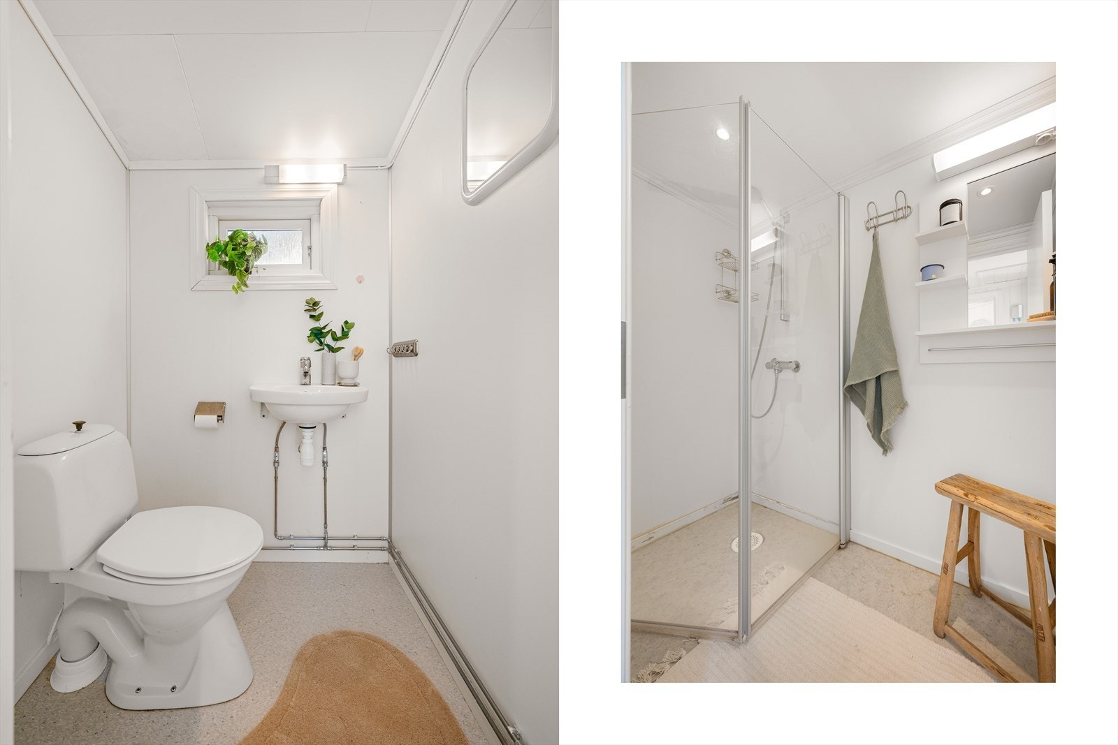 - Toalettrommet har et areal på 1,9 m², mens badet måler 2,1 m² - Galleribilde