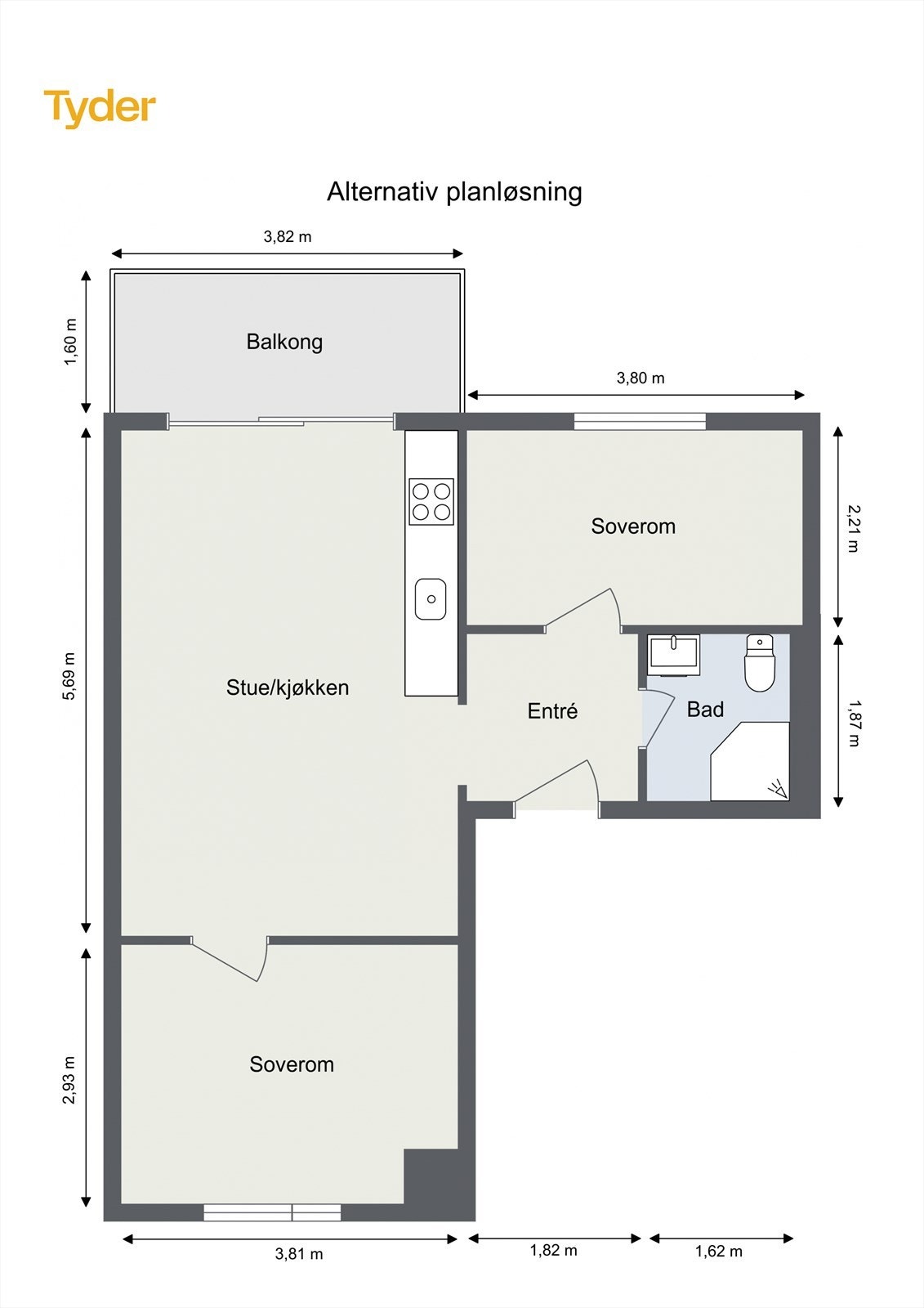 Alternativ planløsning. Galleribilde