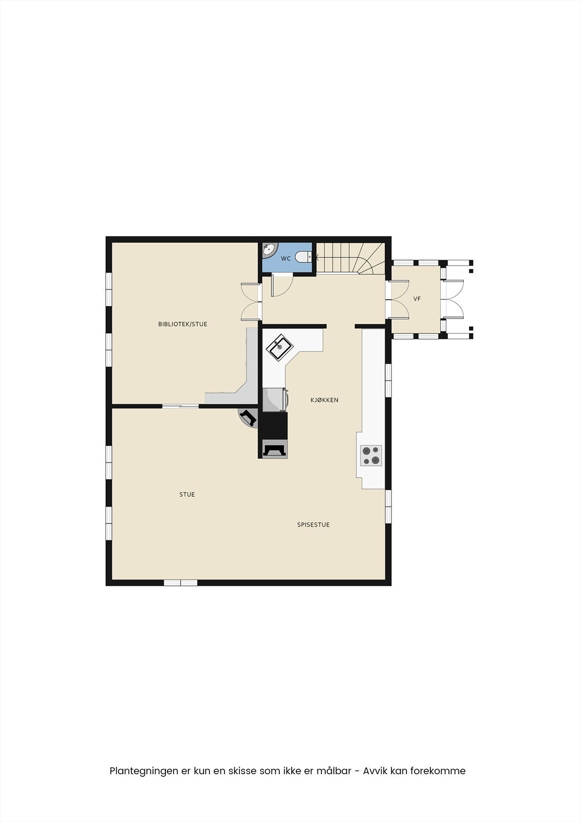 Plantegning - 1. etasje - hovedhus. Galleribilde