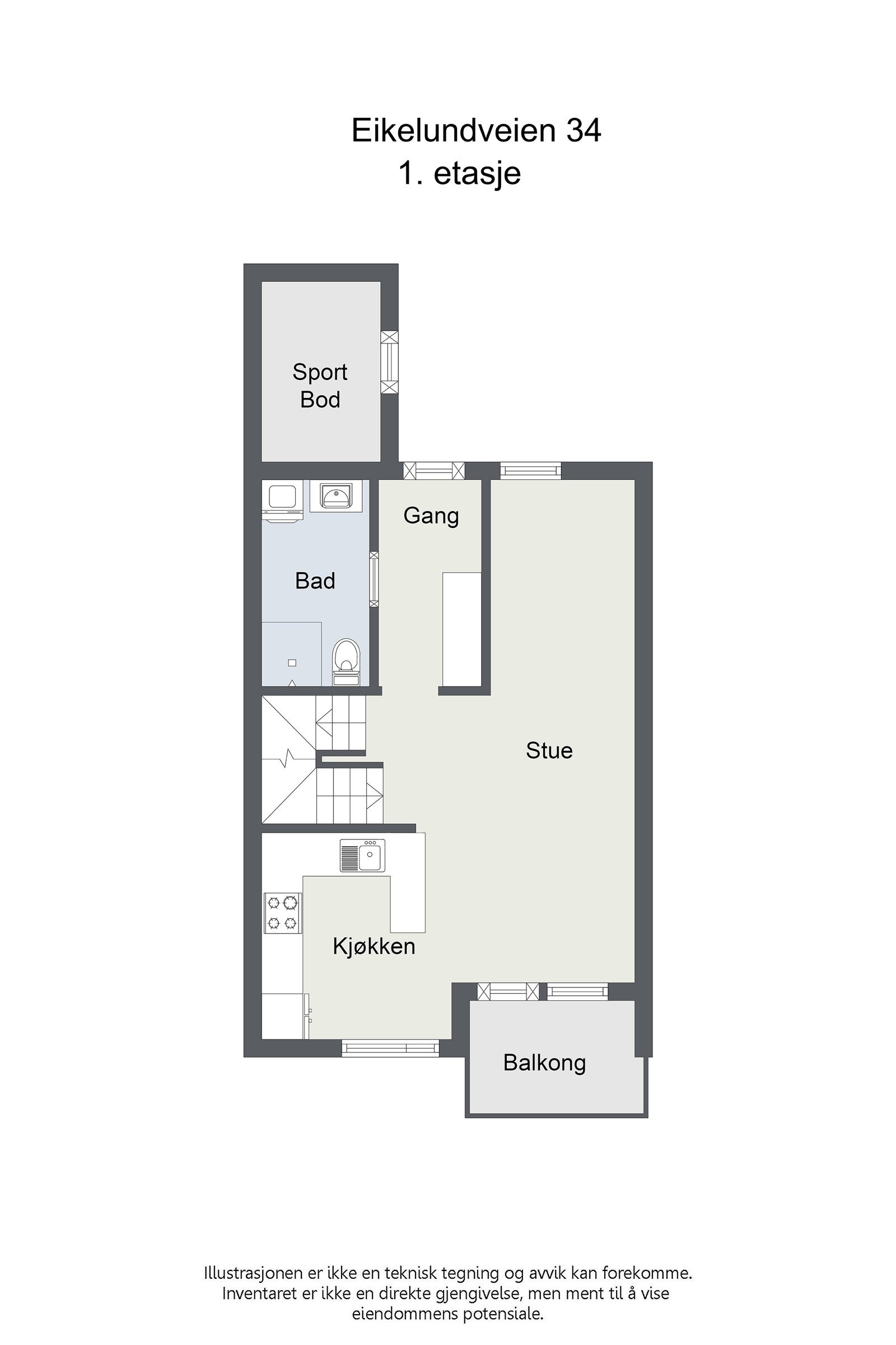 Plantegning 1. etasje og inngangsetasjen. Galleribilde