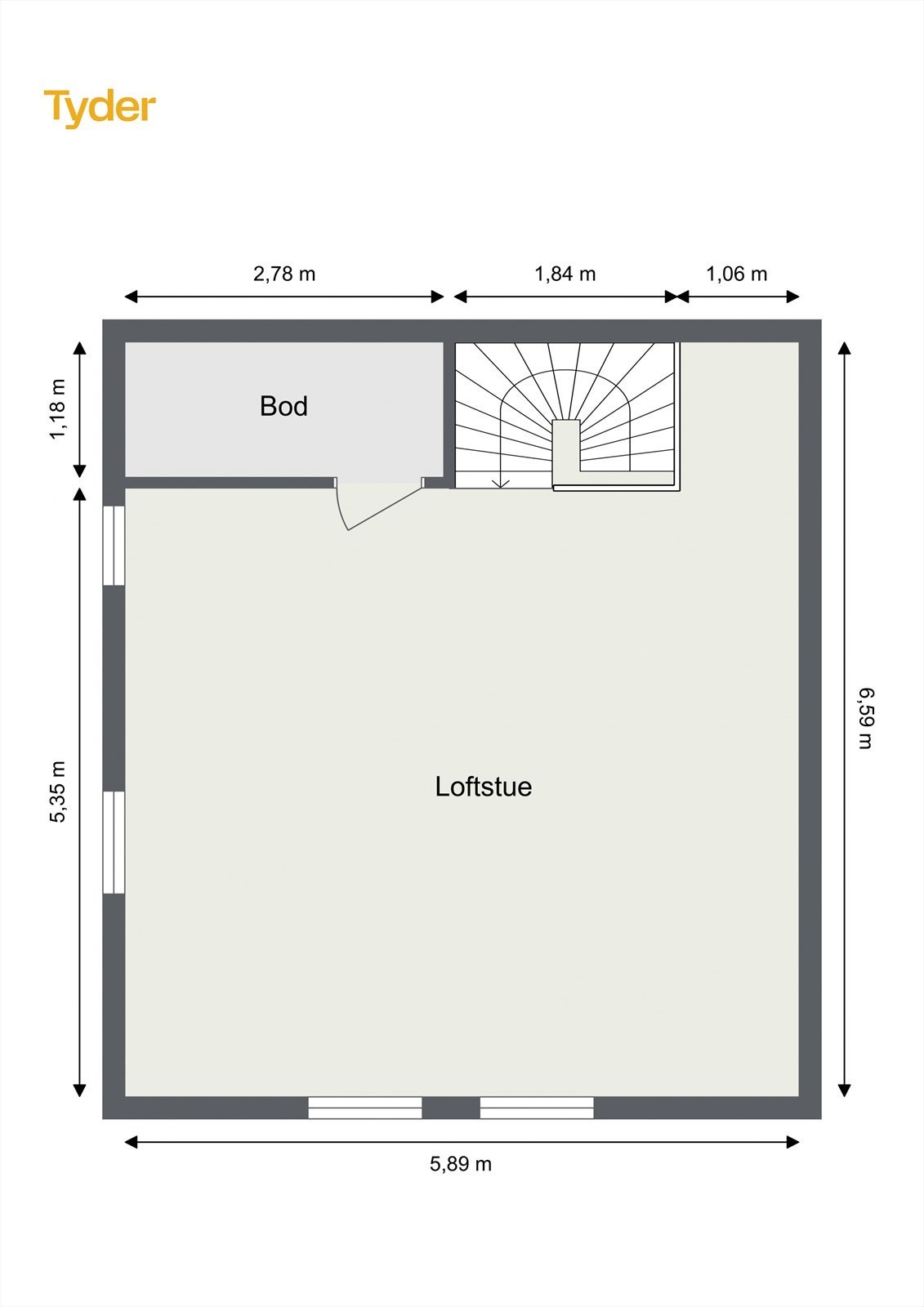 Plantegning loftetasje Galleribilde