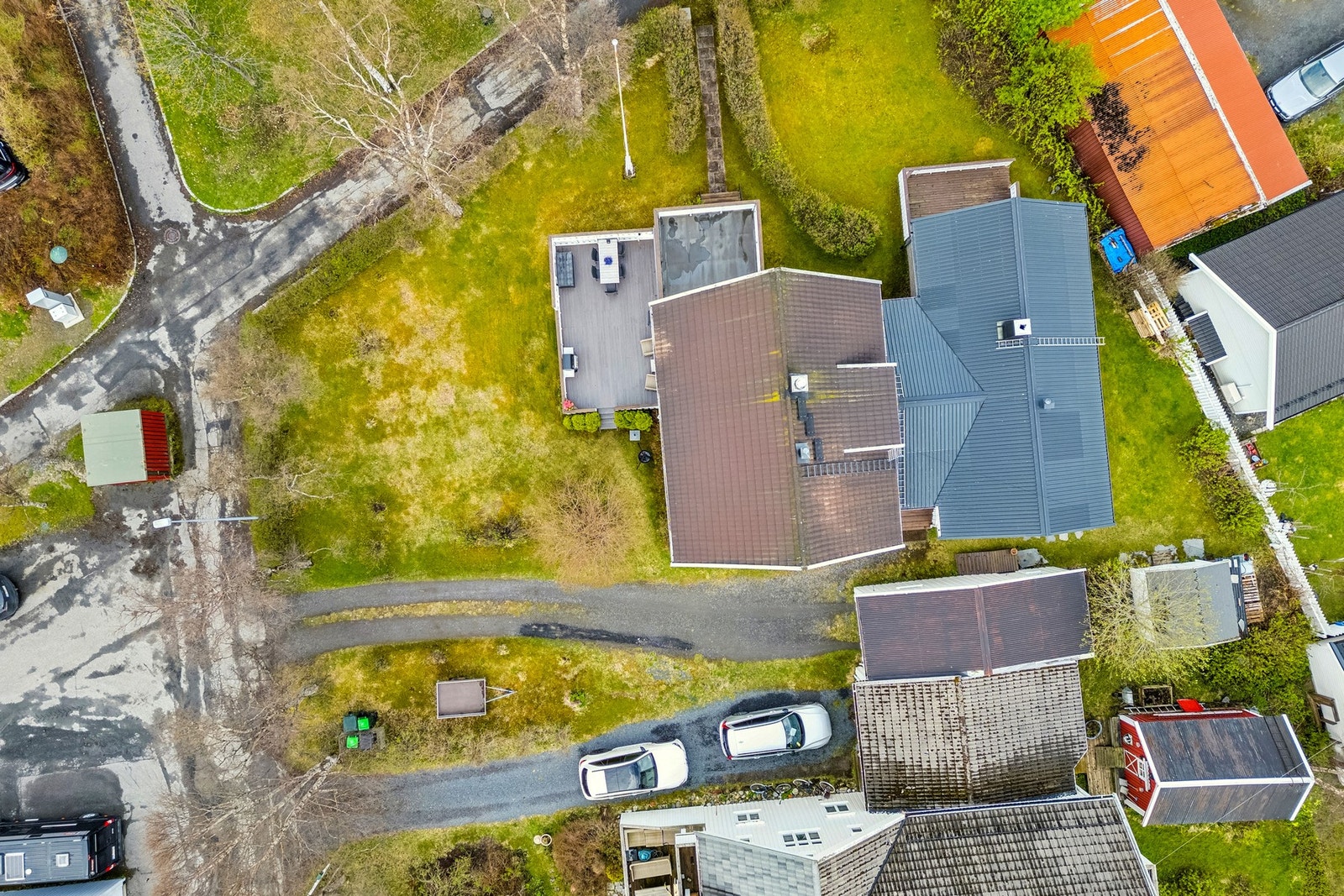 Dronebilde som viser tomtas utforming. Galleribilde