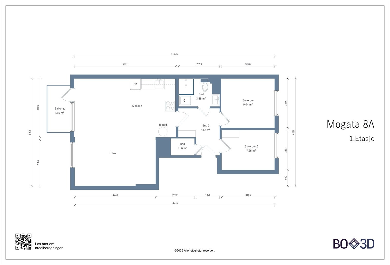 Alternativ planløsning med kjøkken flyttet ut i stue. Interessenter bes om å undersøke med fagkyndig om utførelse og styreleder om kjøkken kan flyttes, dersom endring av planløsning er avgjørende for kjøp. Galleribilde