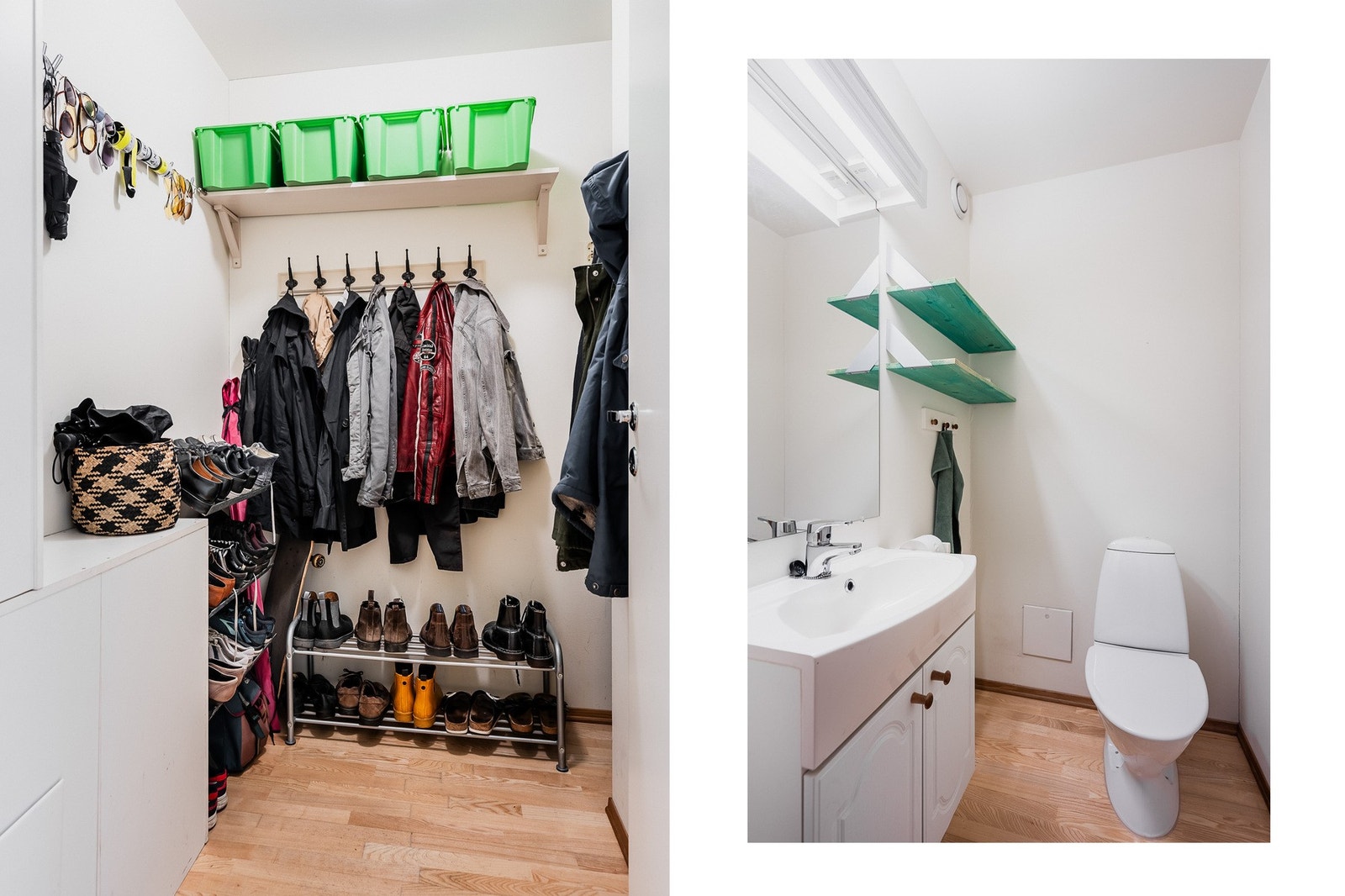 Lys og romslig entré med god plass til oppbevaring. Adkomst til toalettrom. Galleribilde