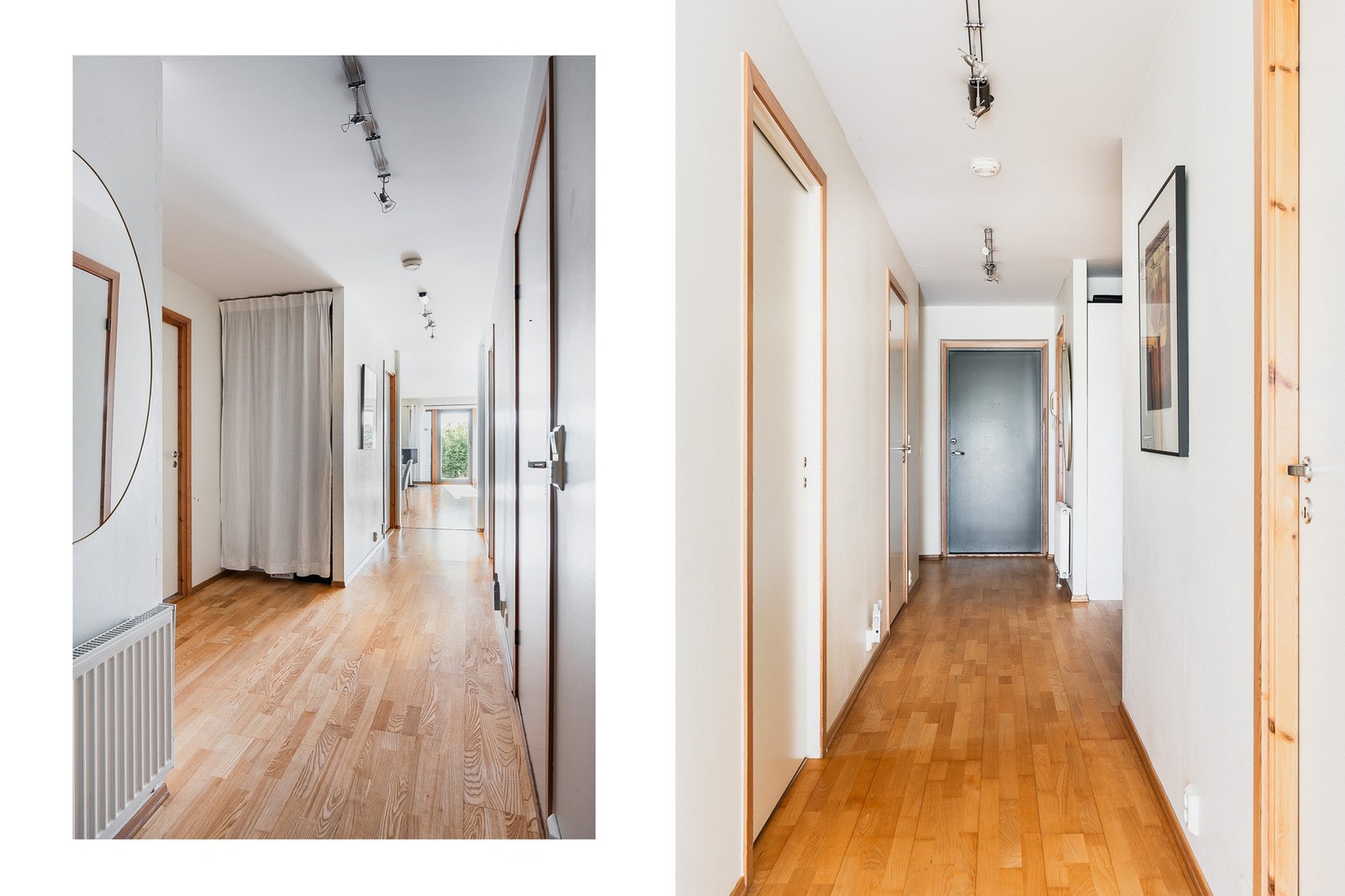 Praktiske garderobeskap bidrar til et ryddig førsteinntrykk. God forbindelse til øvrige rom. Galleribilde