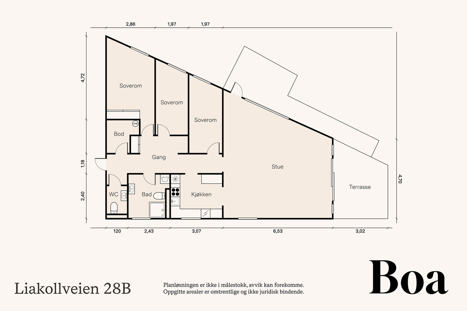 En bod i 1. etasje på ca 7 m². Garasjeplass i lukket fellesgarasje. Galleribilde