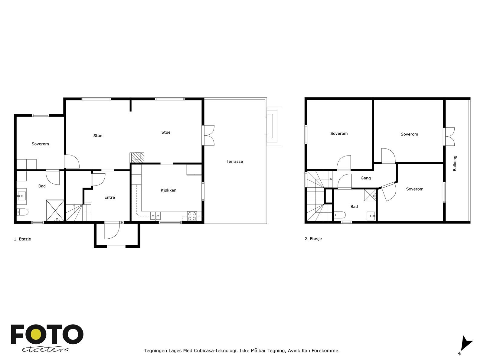 1. og 2. etasje - Plantegning - Ikke målbar Galleribilde