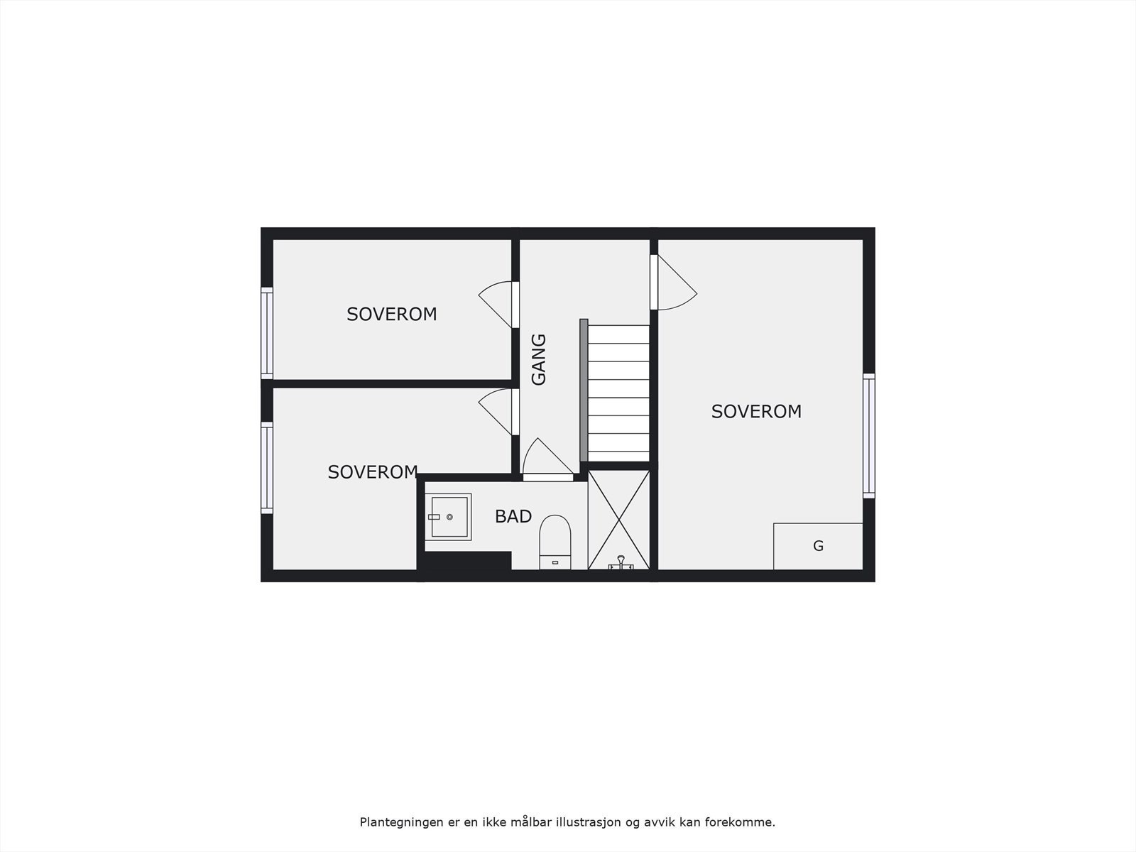 (Alternativ plantegning 2. etasje) - Muligheter for 3 soverom i etasjen. Galleribilde