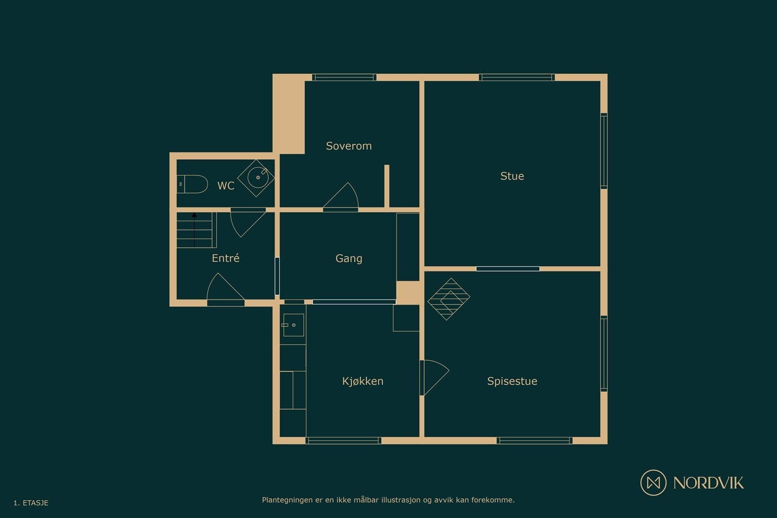 Plantegning 1. etasje Galleribilde