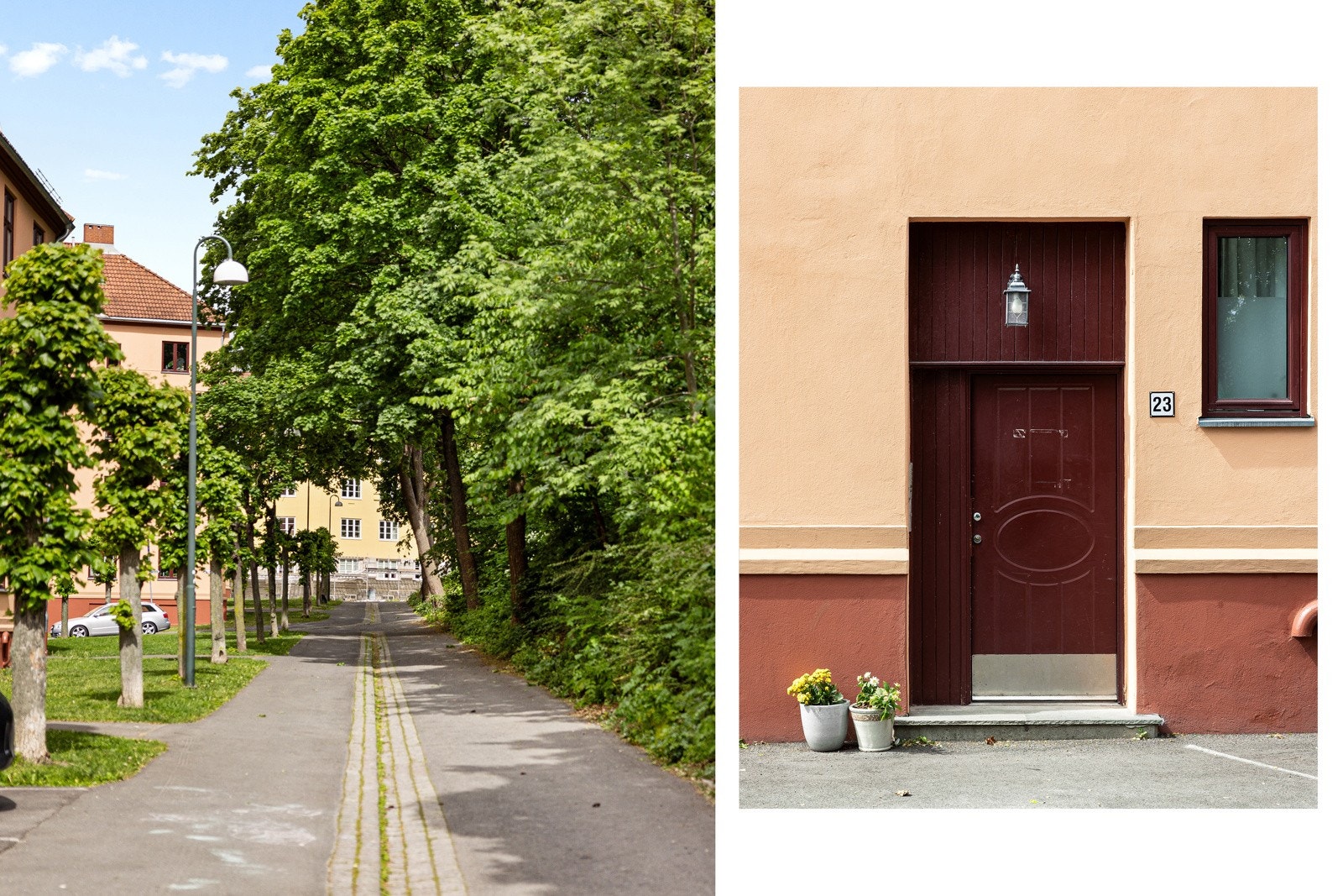 Leiligheten har inngang fra en skjermet, rolig blindvei. Galleribilde