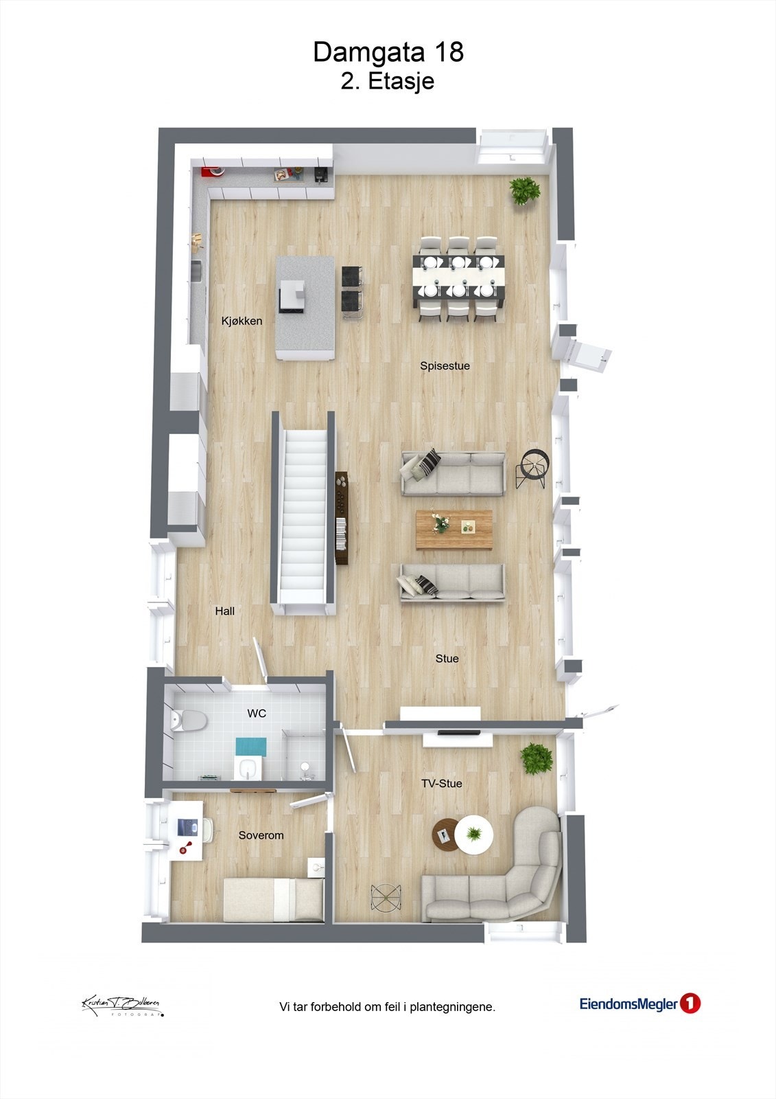 Plantegning 2. etasje Damgata 18. Galleribilde