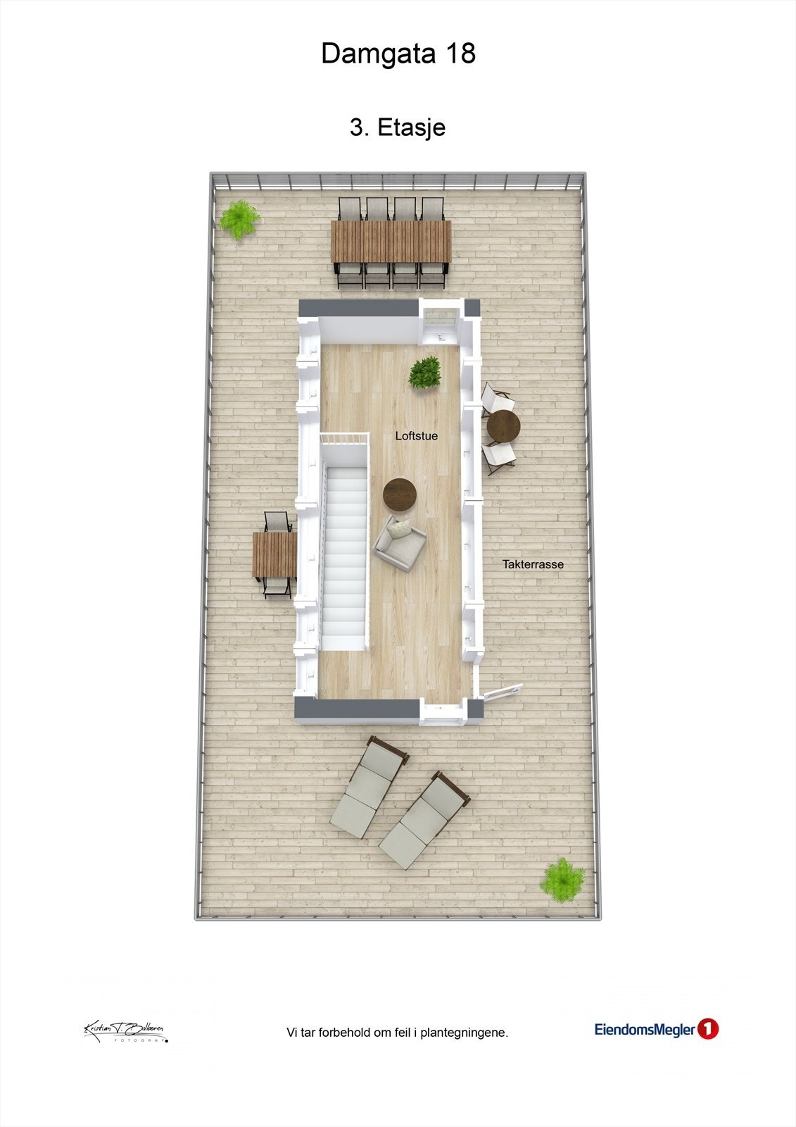 Plantegning 3. etasje Damgata 18. Galleribilde