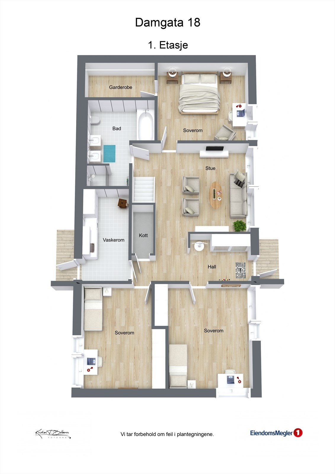 Plantegning 1. etasje Damgata 18. Galleribilde