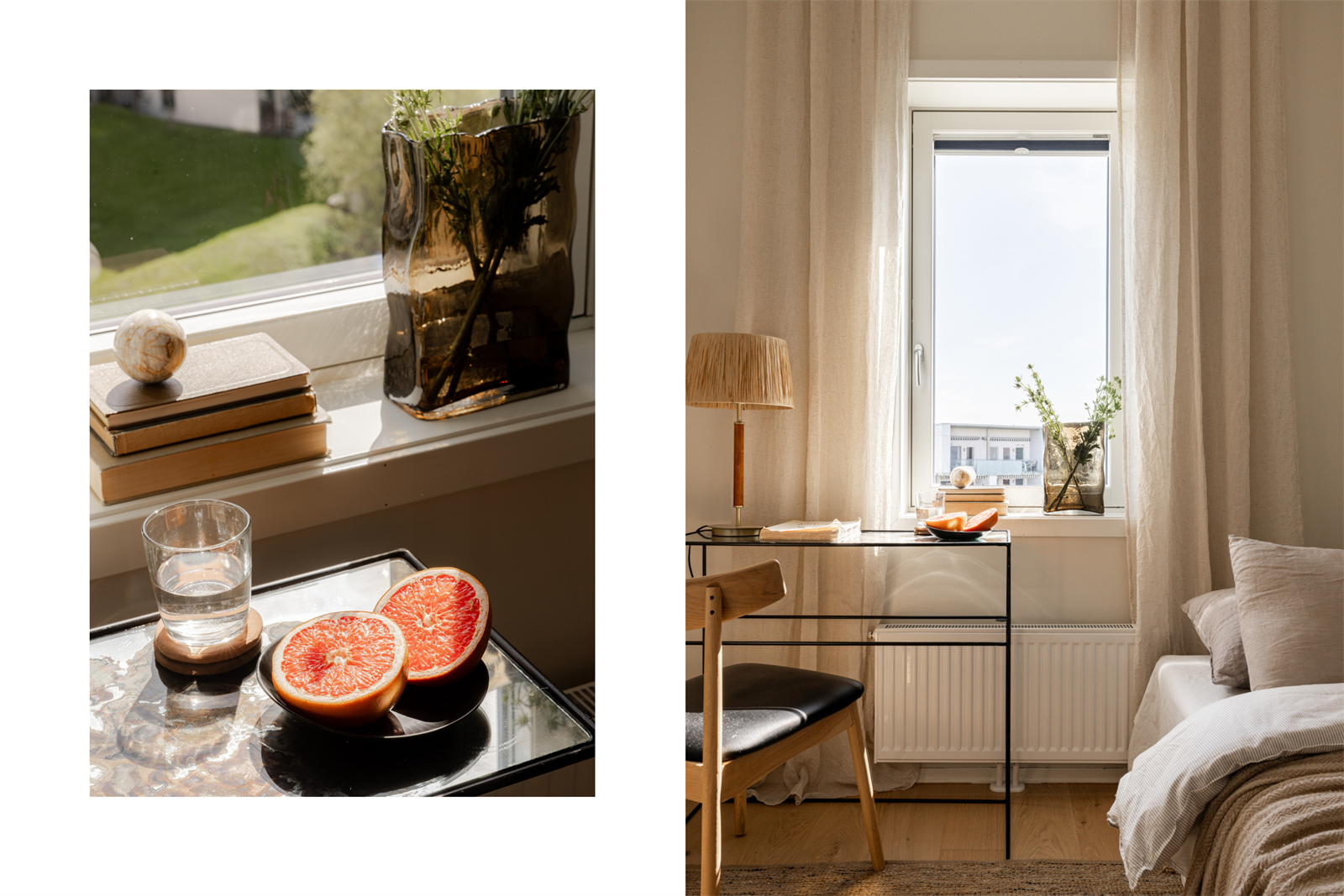 Det har utsyn mot nærliggende bebyggelse og grøntarealer, og er utstyrt med solskjerming. Galleribilde