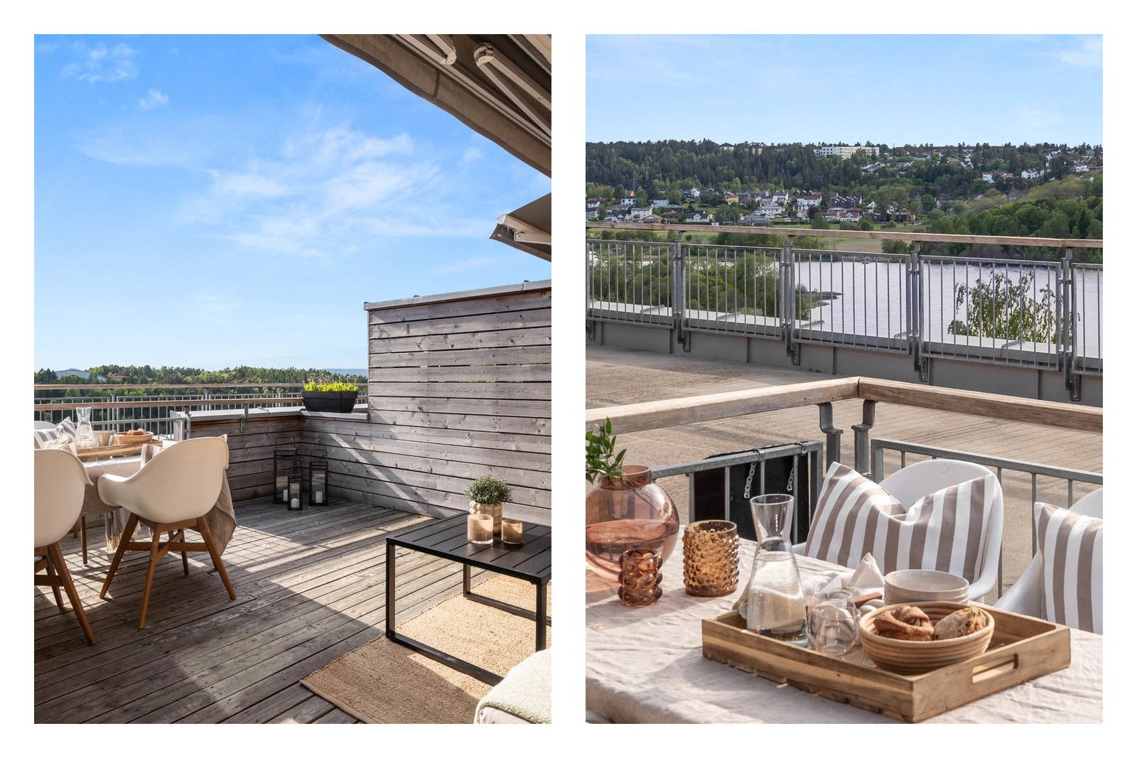 Terrassen byr på flere innredningsmuligheter for utemøblement hvor både ettermiddag- og kveldssolen kan nytes på varmere dager. Galleribilde