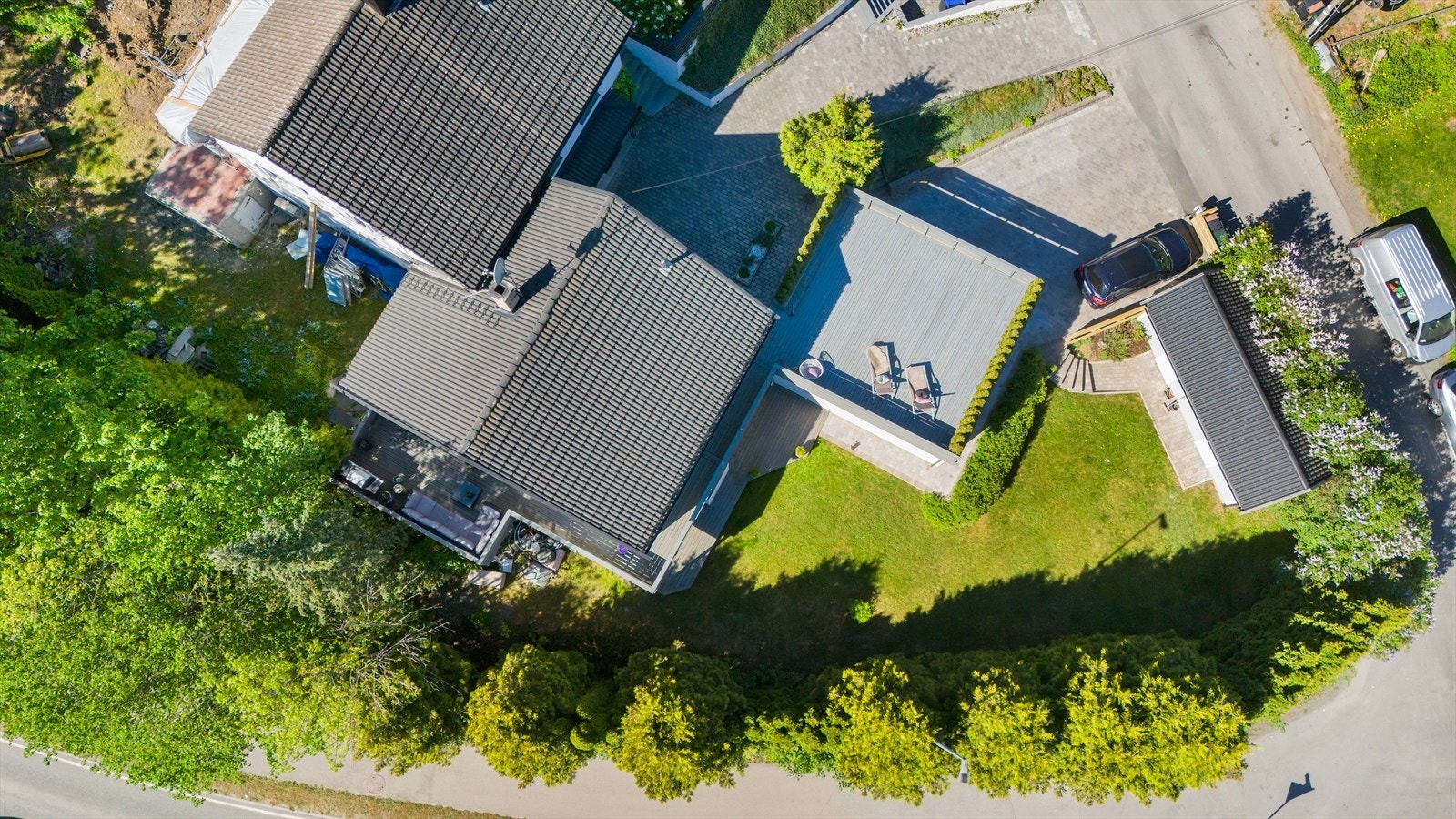 Dronefoto av tomten. Galleribilde
