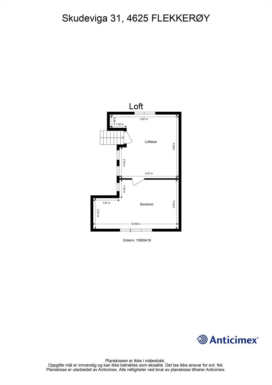 2.Etasje/Loft - 2D plantegning med mål Galleribilde