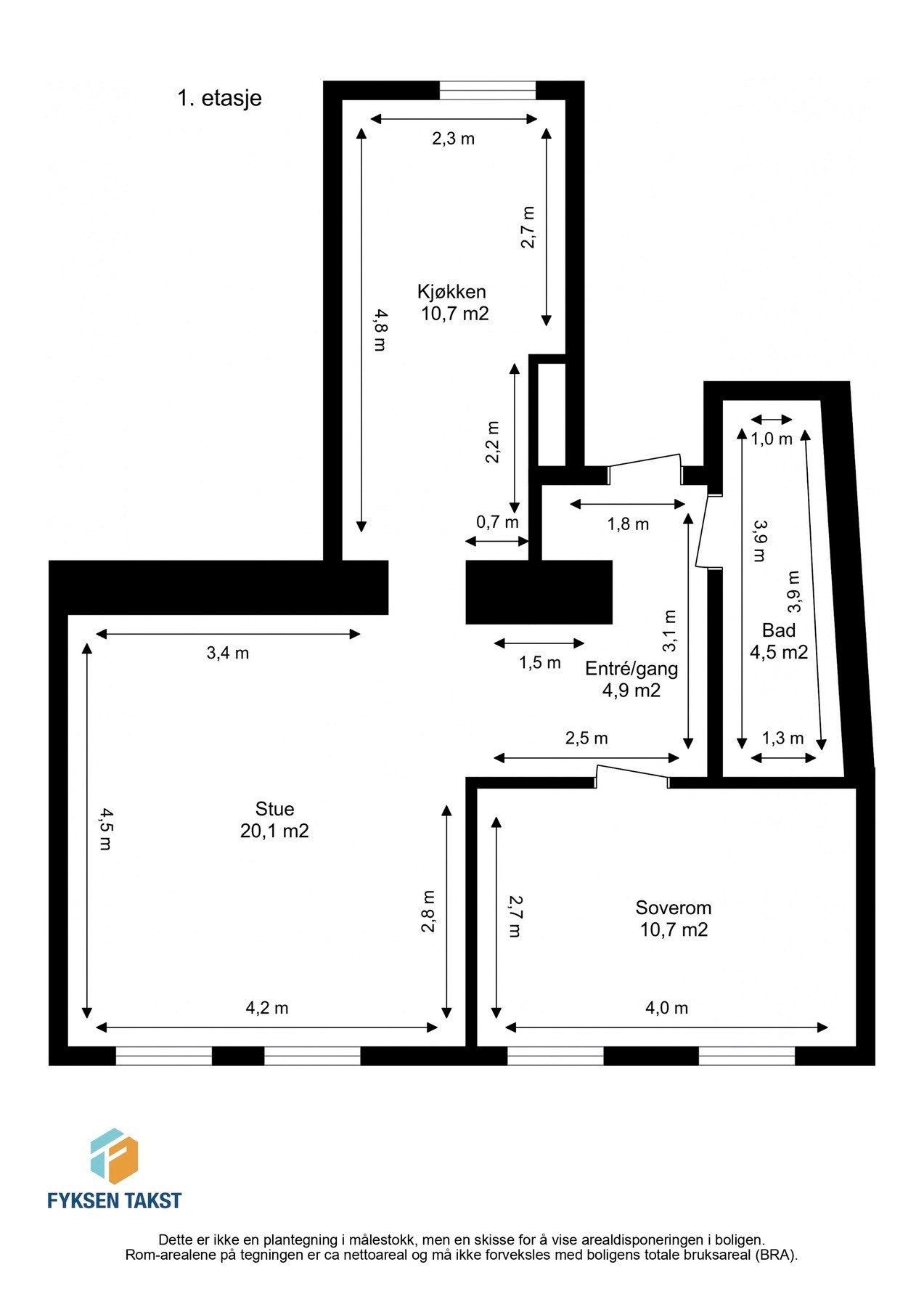 Målsatt planskisse. Galleribilde