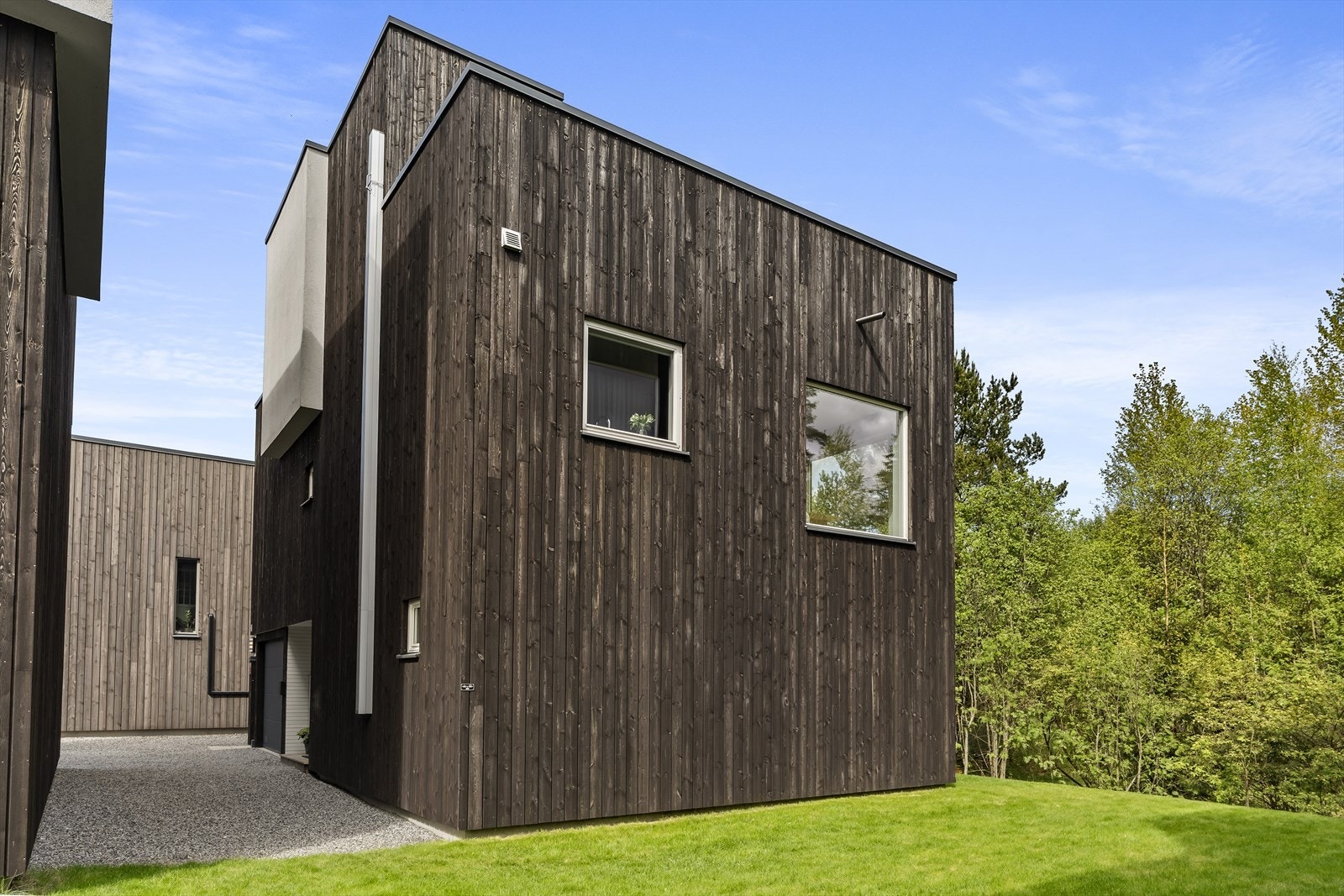 Hele hagen er opparbeidet med gressplen Galleribilde