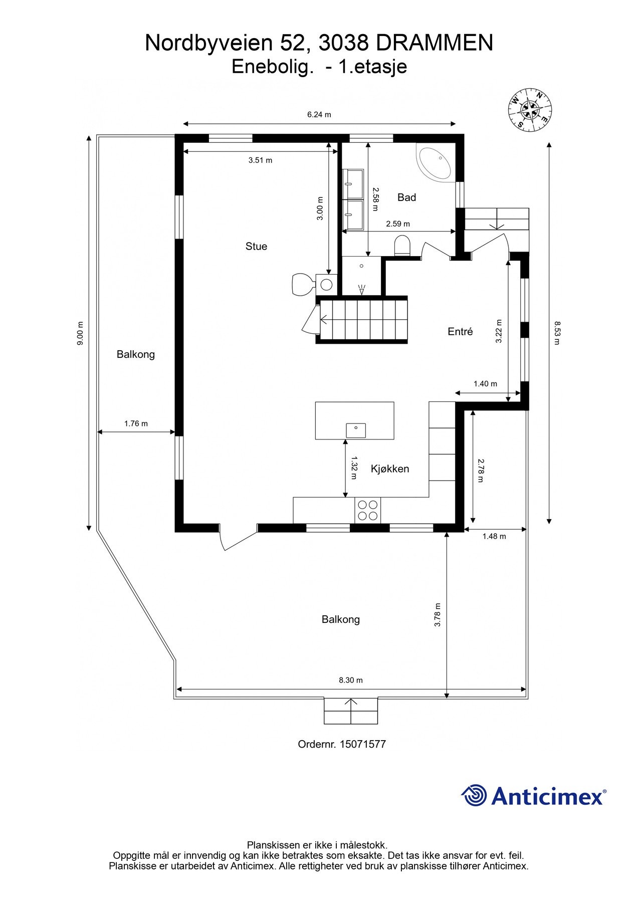 Plantegning 1. etasje Galleribilde