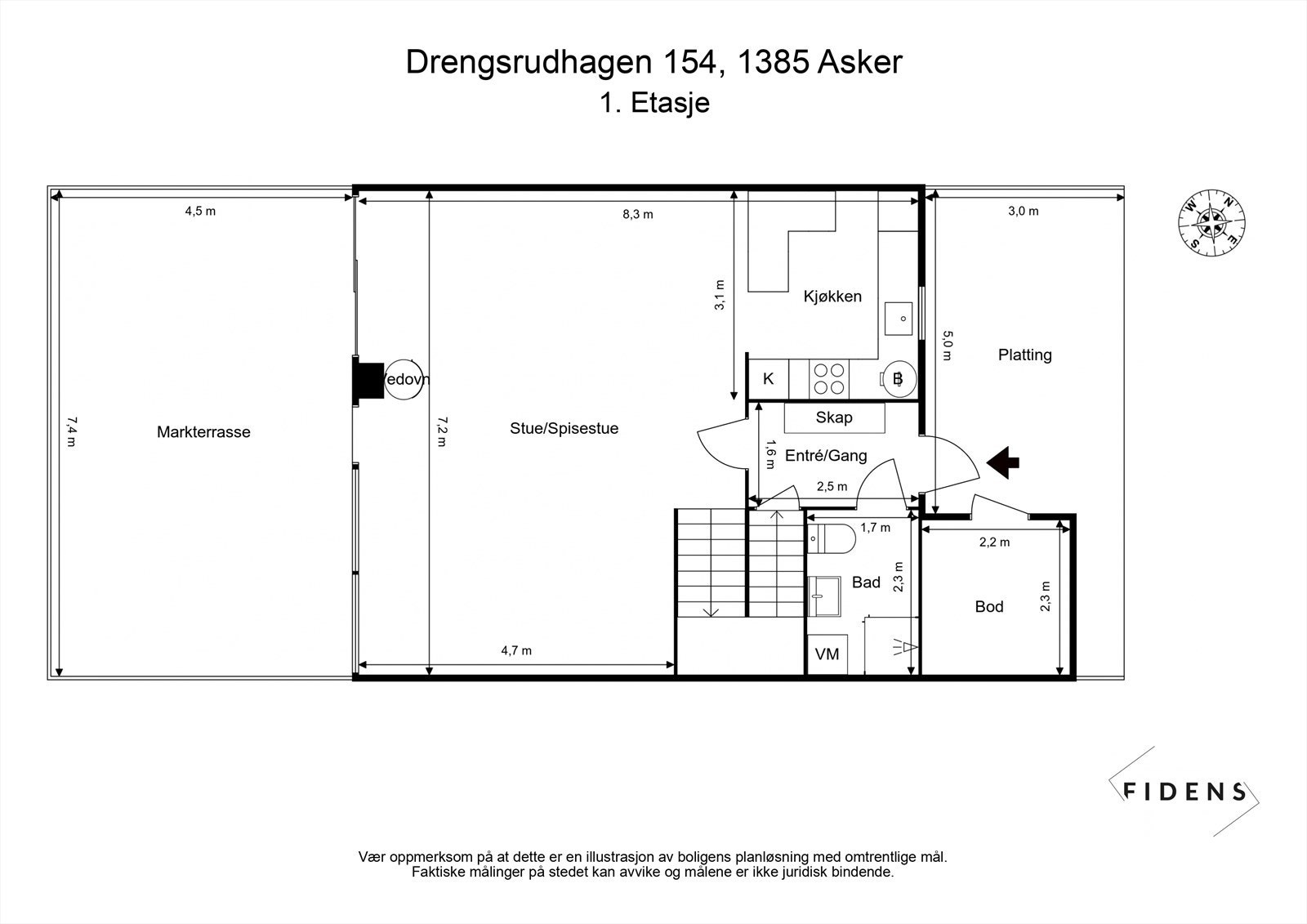 Plantegning 1. etasje Galleribilde