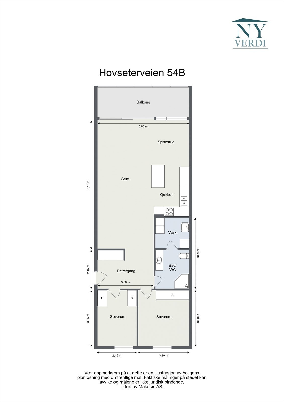 Leiligheten er gjennomgående og har en arealeffektiv planløsning Galleribilde